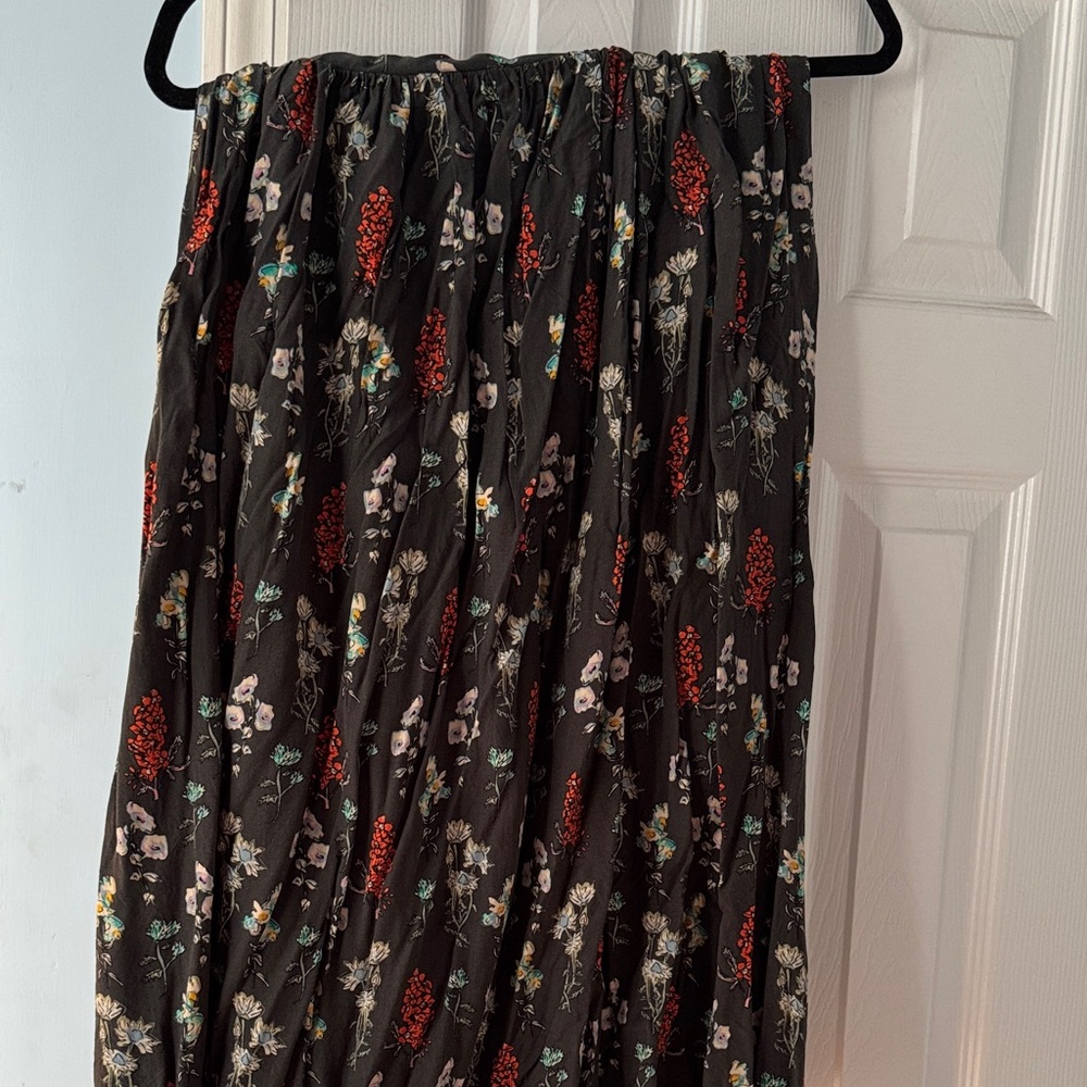 NATURAL LIFE Maxi Skirt with Red, Cream & Teal Floral Print